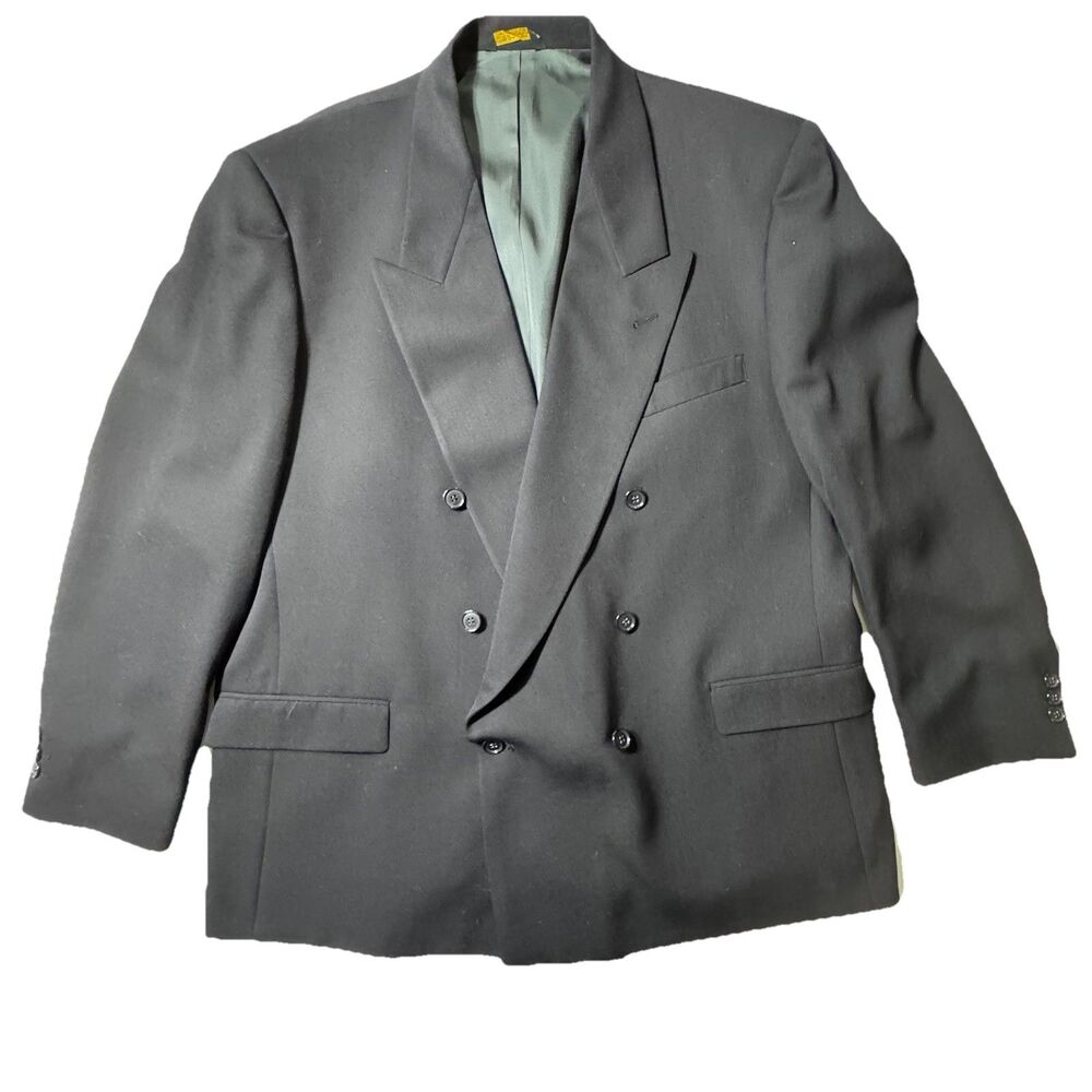 Pierre Cardin Men's Double Breasted Navy Blue Wool Jacket Blazer Size‎ 53R